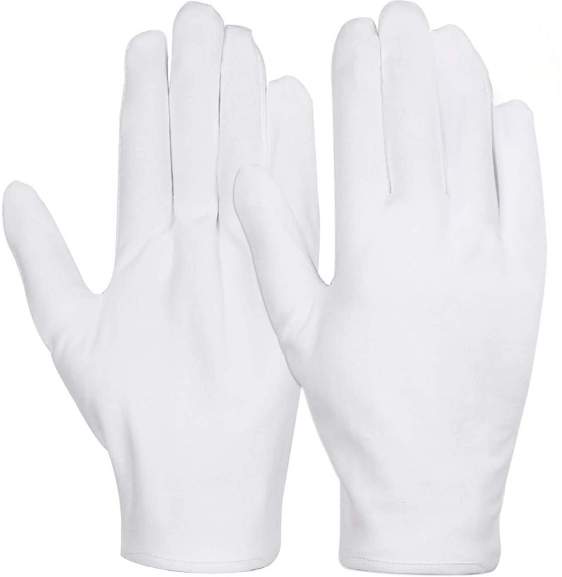 anezus 6 Pairs White Cotton Gloves for Dry Hands Eczema SPA Moisturizing, Work Glove Liners for Serving Costume Inspection - Image 1